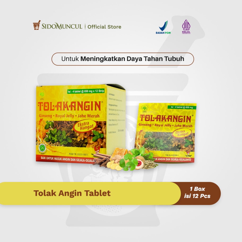 Tolak Angin Tablet Dus isi 12's Masuk Angin Perut Kembung Lega Nafas