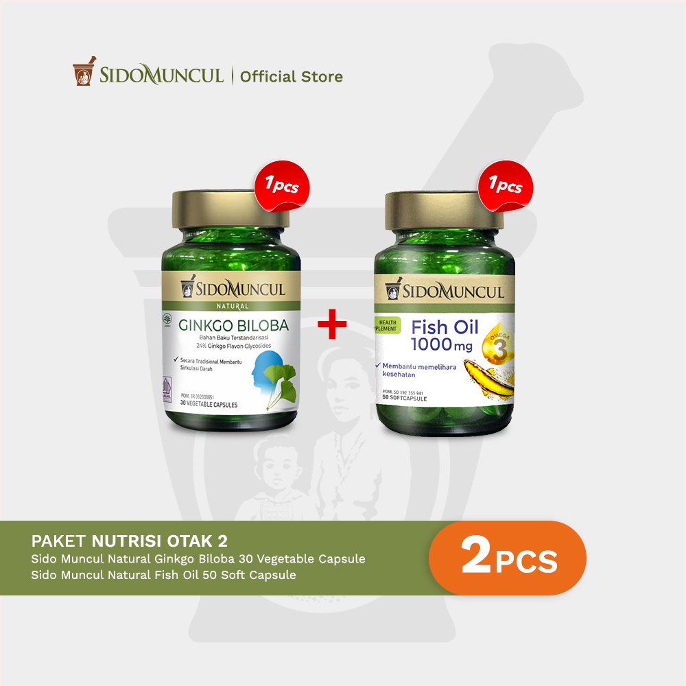 Paket Nutrisi Otak 2 -SidoMuncul Ginkgo Biloba + Fish Oil Soft Capsule