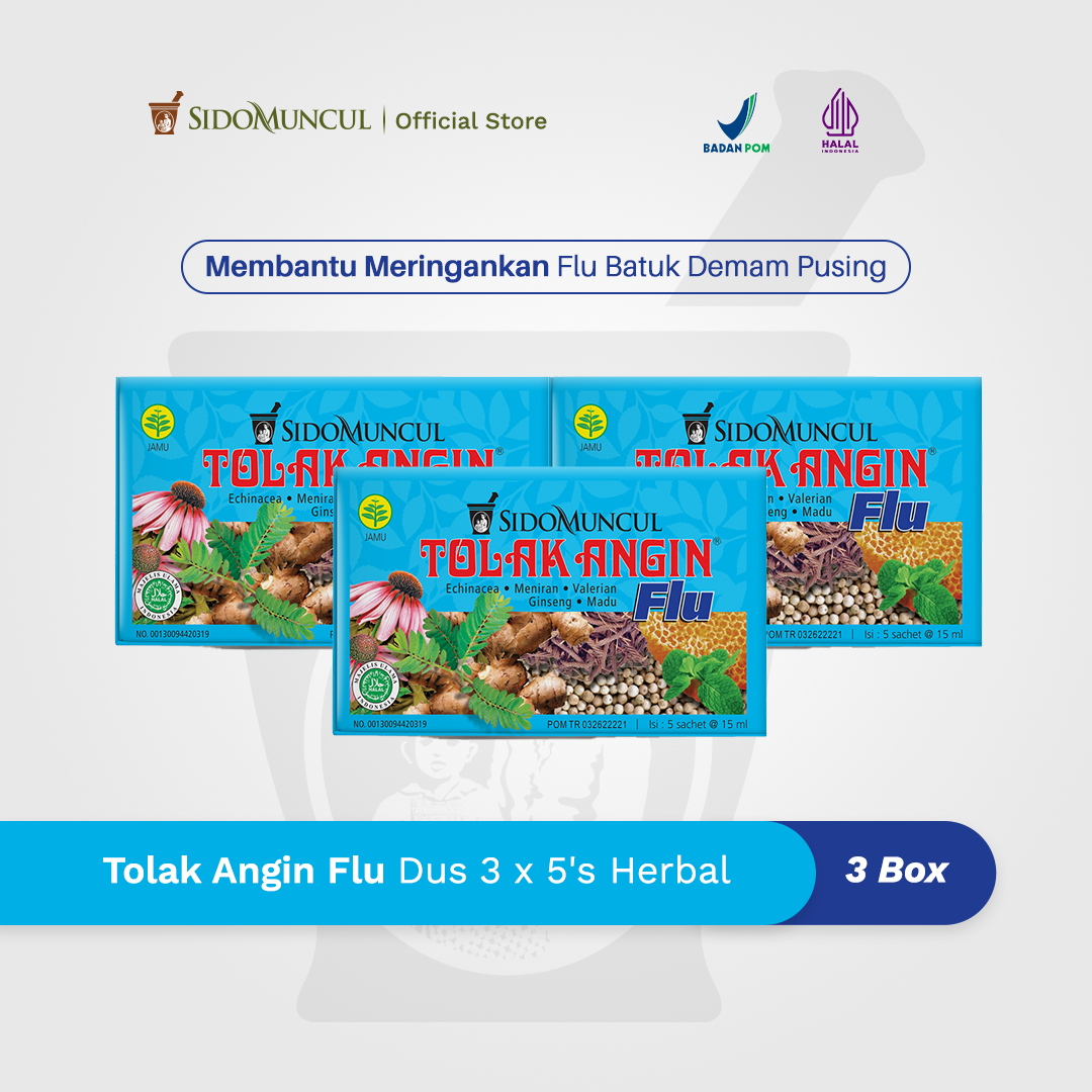 Tolak Angin Flu Cair Dus 3x5's Herbal - Flu Batuk Demam Pusing
