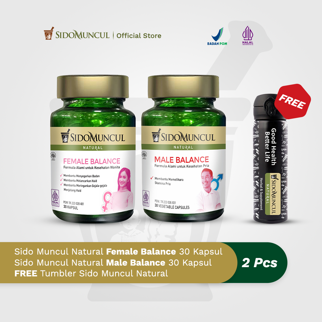 Paket Sido Muncul Natural Female Balance + Sido Muncul Natural Male Balance Free Tumbler SMN
