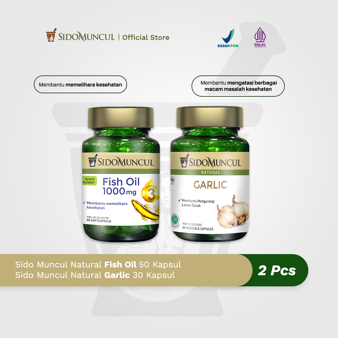 Sido Muncul Natural Fish Oil SC 50'k + Sido Muncul Herbal Garlic 30'k