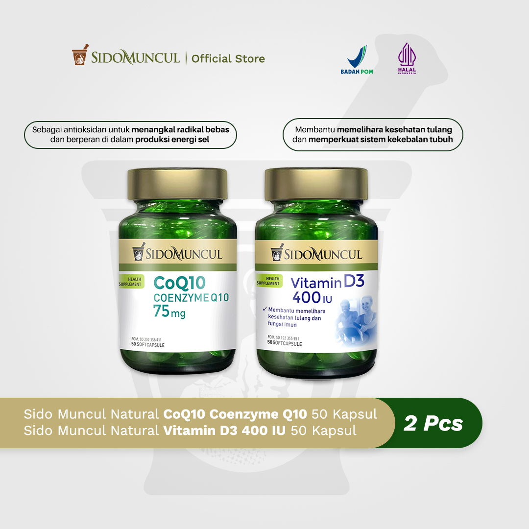 Sido Muncul CoQ10 Coenzyme Q10 + Vitamin D3 400 IU Soft Capsule