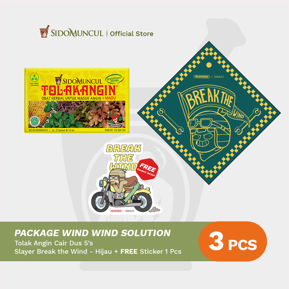 Package Wind Wind Solution 8 - Tolak Angin Cair Dus 5's Herbal + Slayer Free Sticker