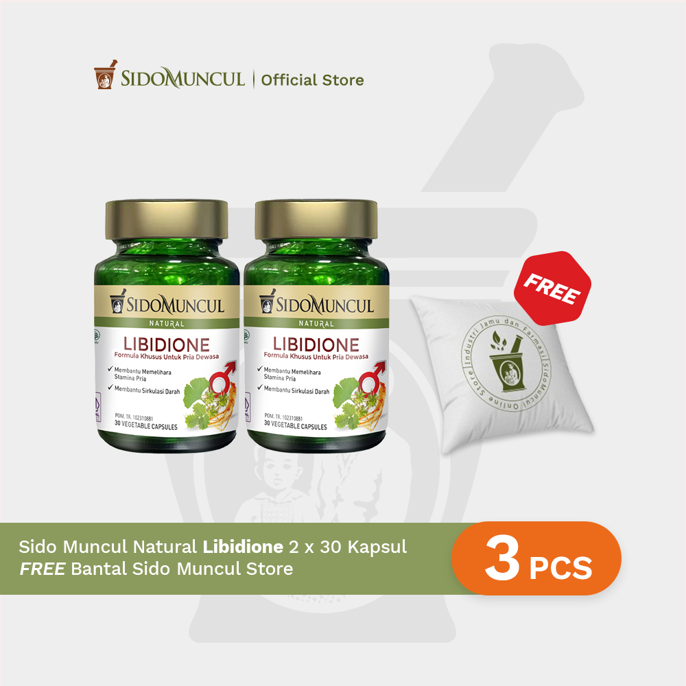 Twin Pack Sido Muncul Libidione 30'k - Membantu Memelihara Stamina Pria dan Secara Tradisional Digunakan untuk Membantu Sirkulasi Darah Free Bantal Sido Muncul Store