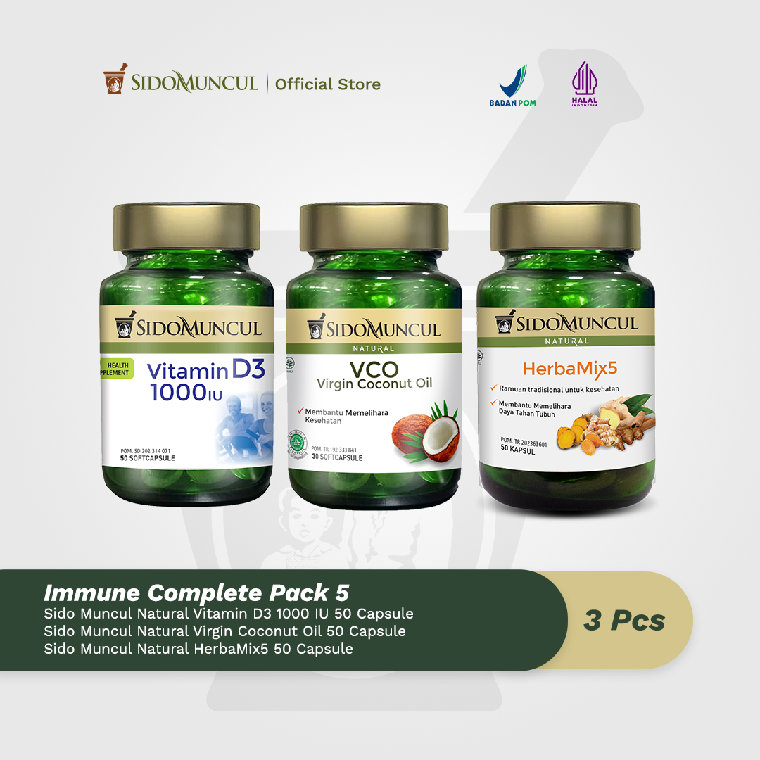 Immune Complete Pack 5 - Vit D3 1000 + Virgin Coconut Oil + HerbaMix 5
