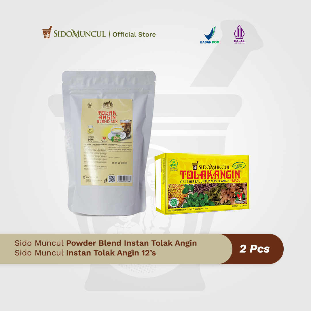 Sido Muncul Powder Blend Instan Tolak Angin + Tolak Angin Cair 12's