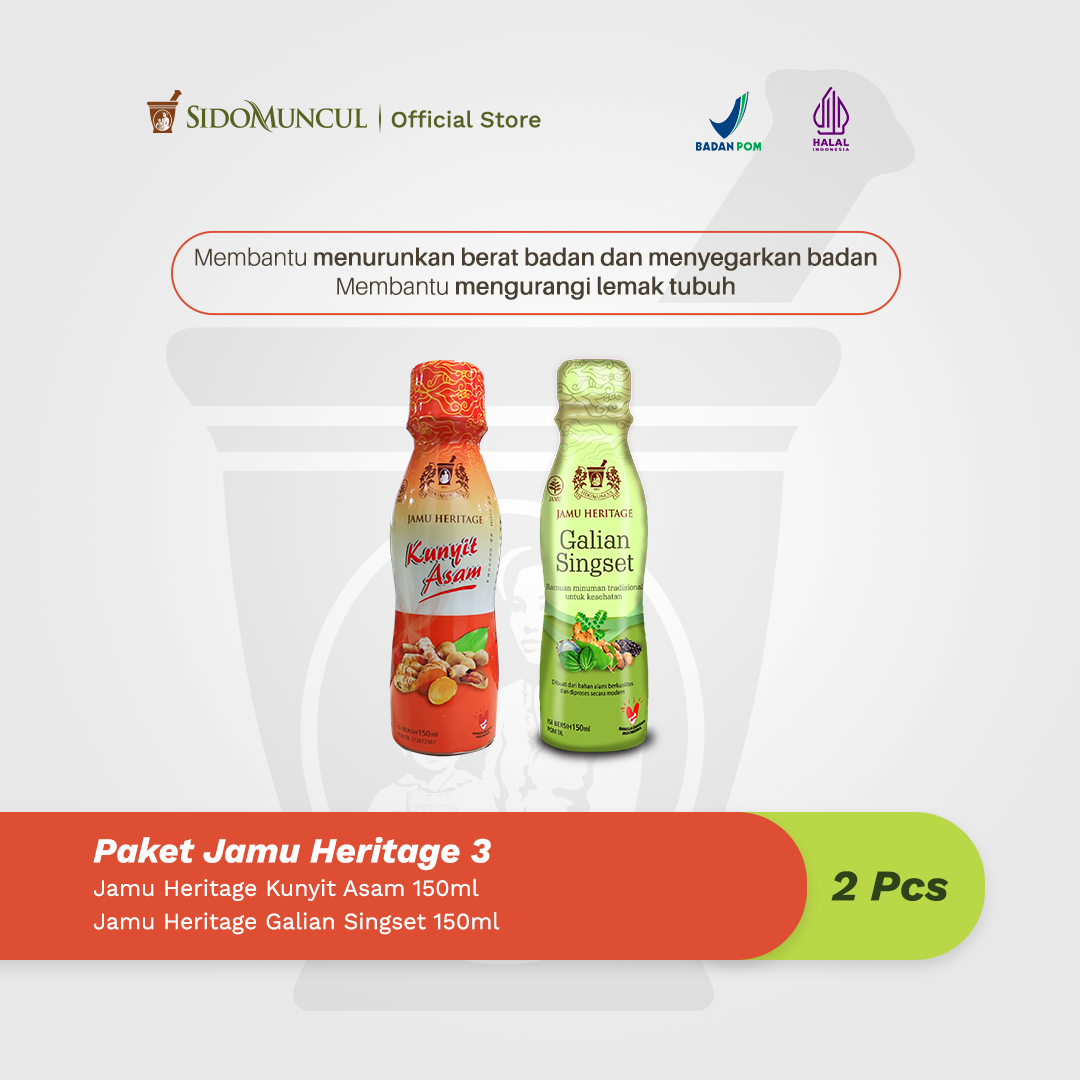 Paket Jamu Heritage 3 - Kunyit Asam 150ml + Galian Singset 150ml