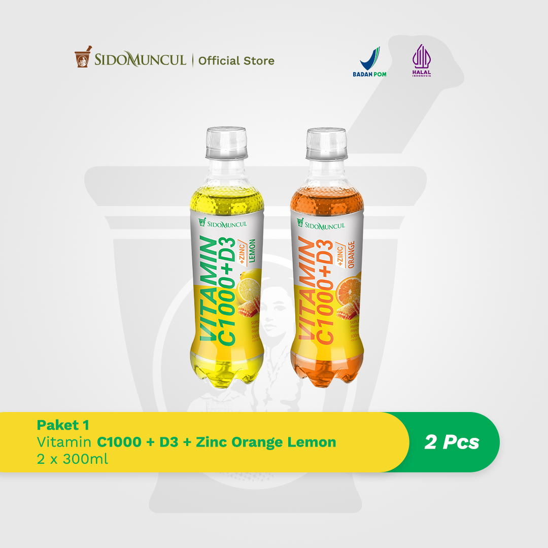 Sido Muncul Vitamin C1000 + D3 + Zinc Lemon 2x300ml Daya Tahan Tubuh