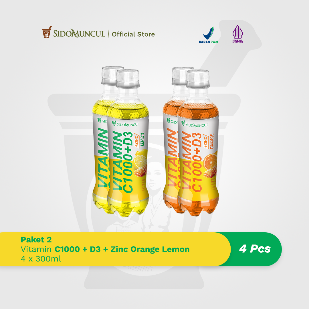 Paket 2 - Vitamin C1000 + D3 + Zinc Orange Lemon 4x300ml