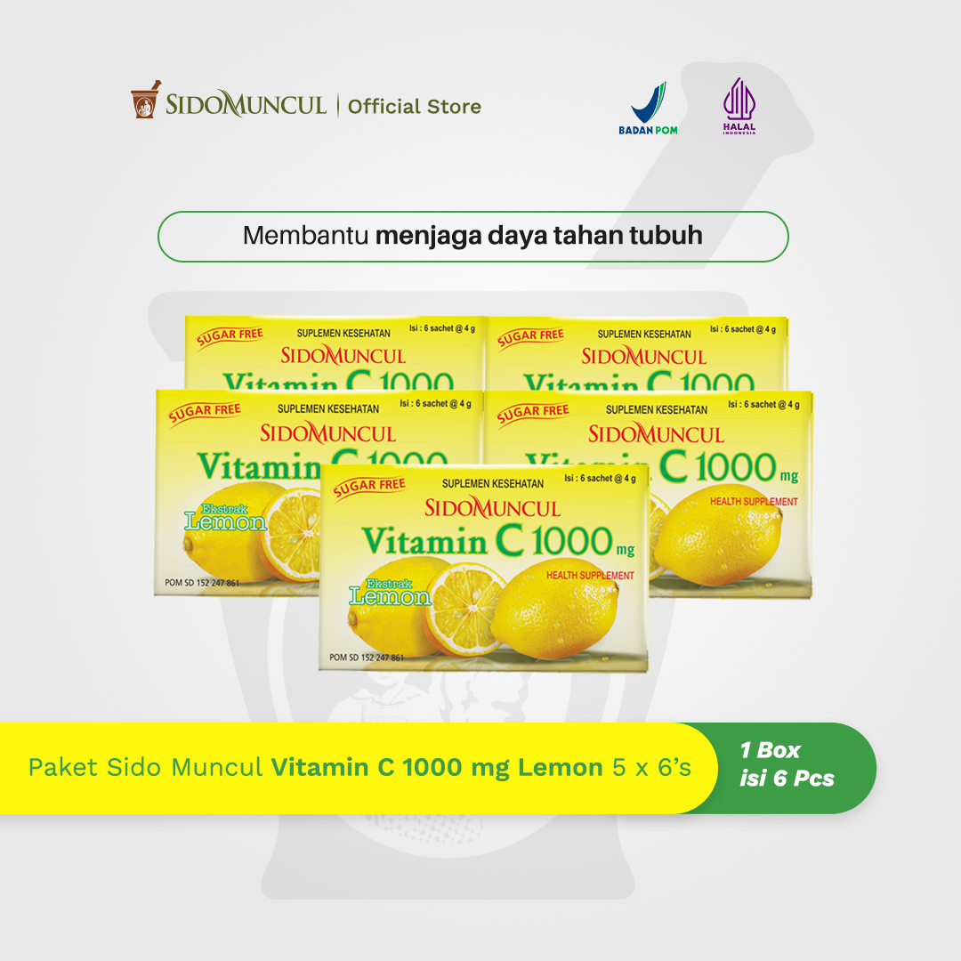 Paket Sido Muncul Vitamin C 1000 mg Lemon (5 Pack)