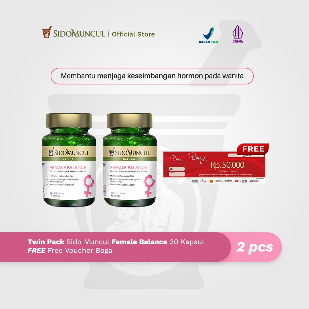 Twin Pack Sido Muncul Female Balance - Formula Alami untuk Kesehatan Wanita Free Voucher Boga