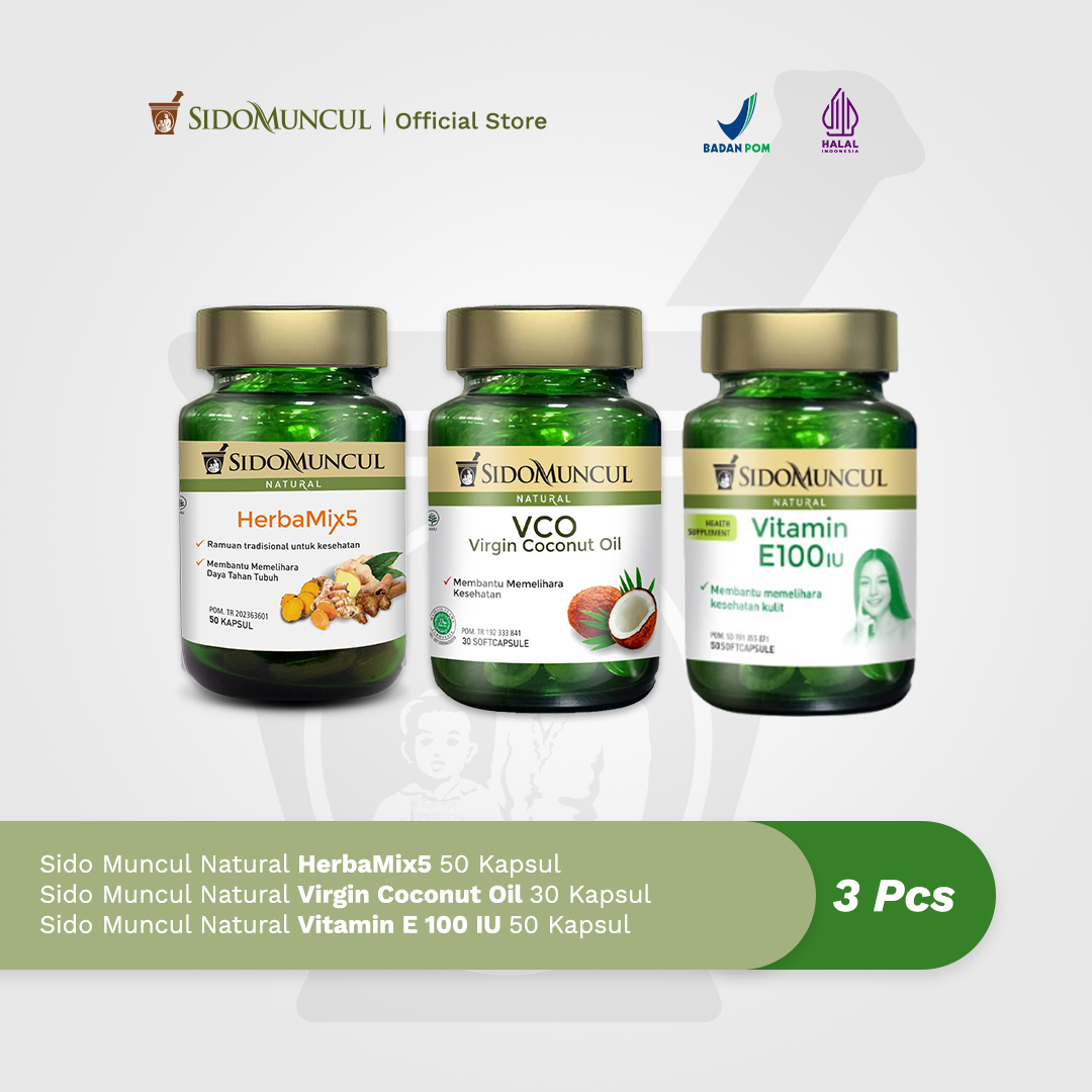 Sido Muncul Natural HerbaMix5 + Virgin Coconut Oil + Vitamin E100 IU
