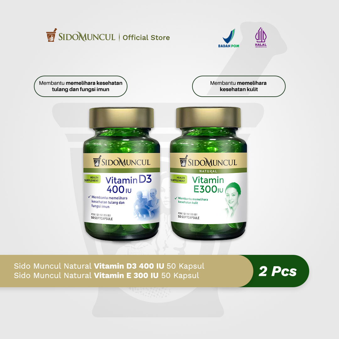 Sido Muncul Vitamin D3 400 + Vitamin E 300 IU Soft Capsule
