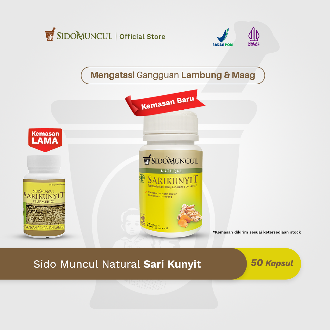 Sido Muncul Herbal Sari Kunyit 50 Kapsul - Sakit Mag Perut Lambung
