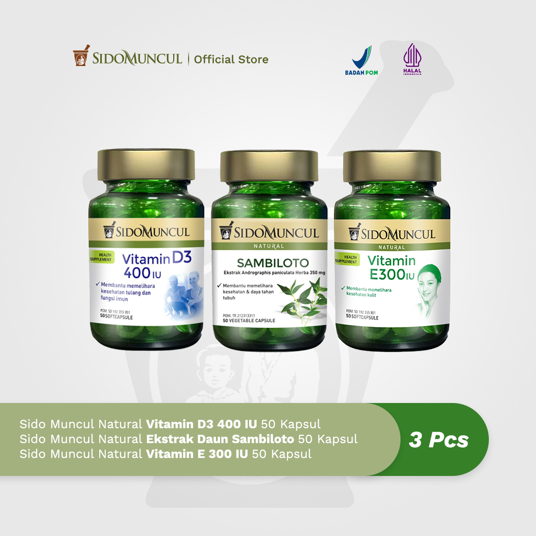 Immune Complete Pack 2 - Daun Sambiloto + Vit E300 IU + Vit D3 400