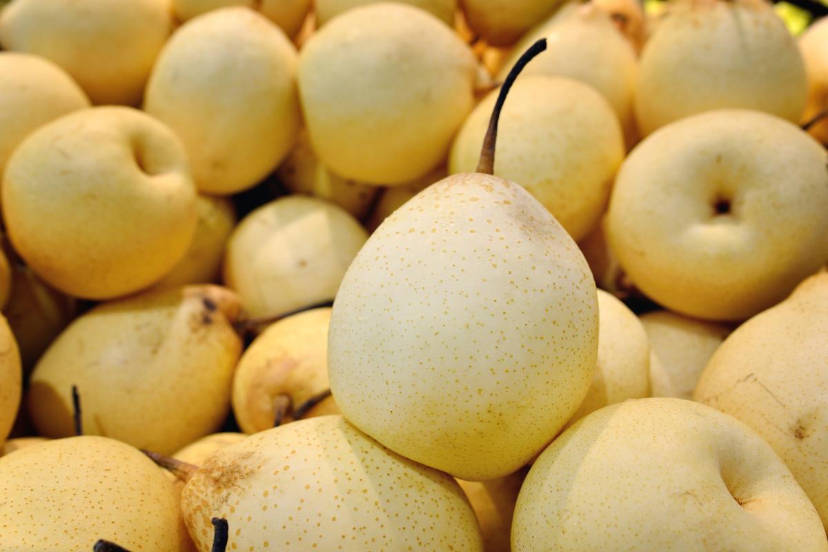 Tumpukan buah pir segar